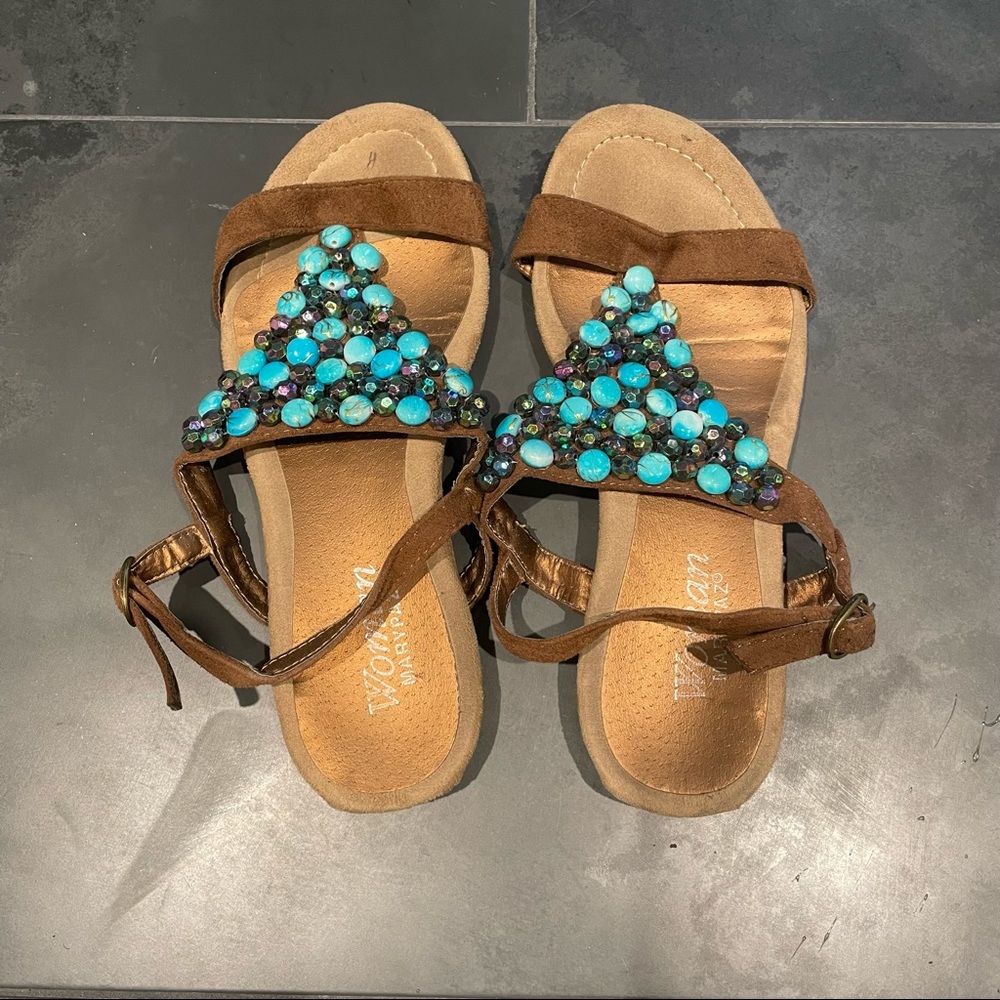 Turquoise beaded sandals